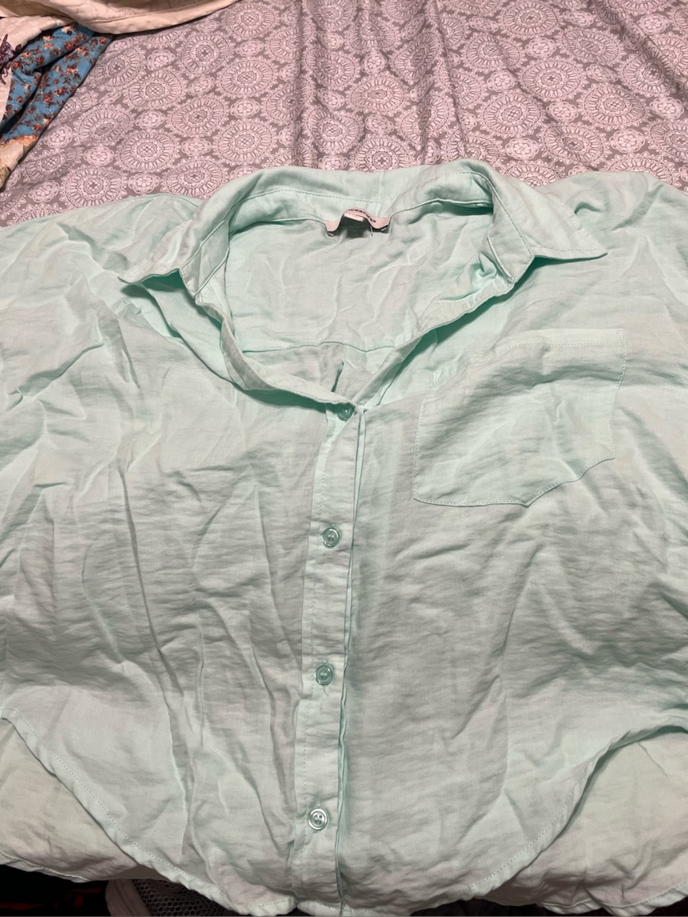Francesca's Collections Mint Button-Down Shirt